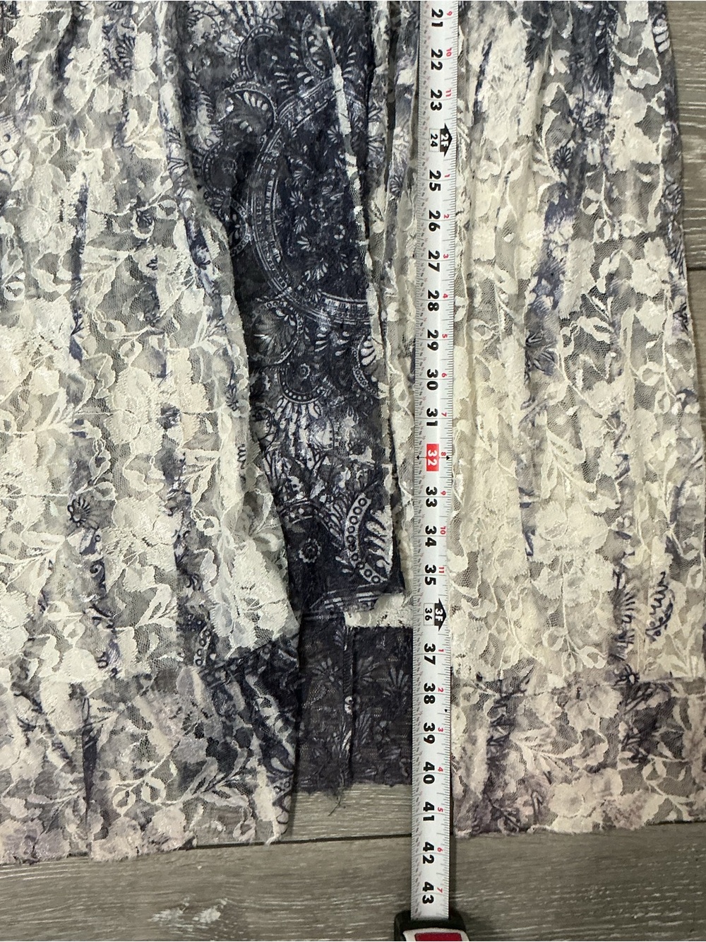 ORIGAMI by Vivian Denim and Lace Button Up Tunic Vest Duster Boho Chic L/XL - Picture 6 of 12